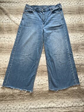 American Eagle Outfitters Light Blue Wide-Leg Crop Jeans